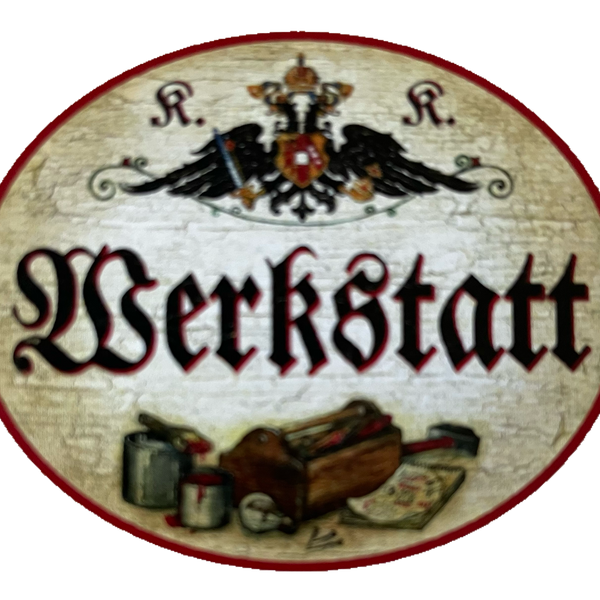 Kuk Nostalgie Holzschild Werkstatt Werkstätte Werkzeug Mechaniker Bastler Schild
