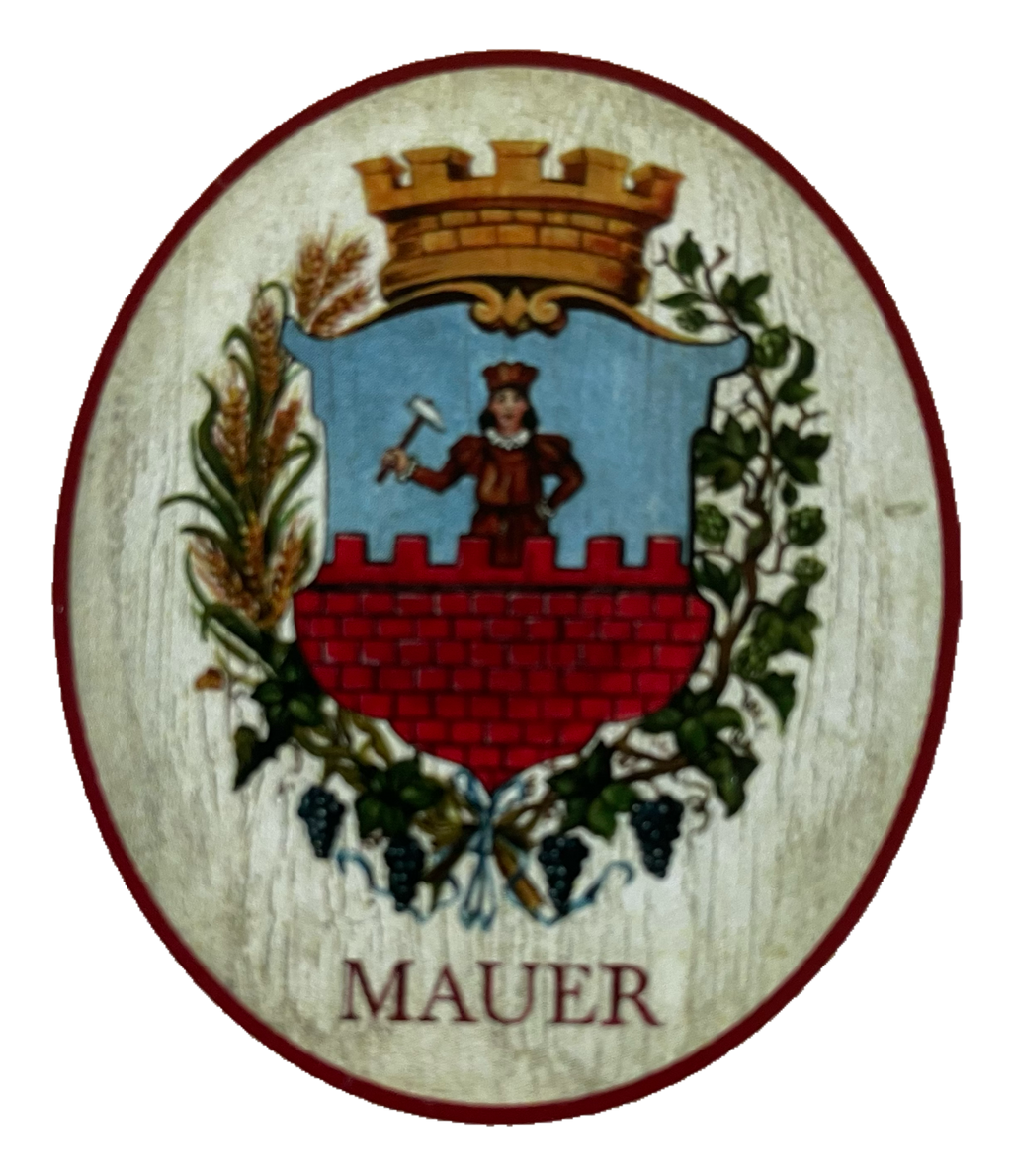 Nostalgie Holzschild Mauer Wappen Wien Liesing Ort Österreich KuK Schild