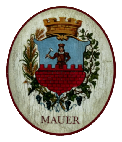 Nostalgie Holzschild Mauer Wappen Wien Liesing Ort Österreich KuK Schild