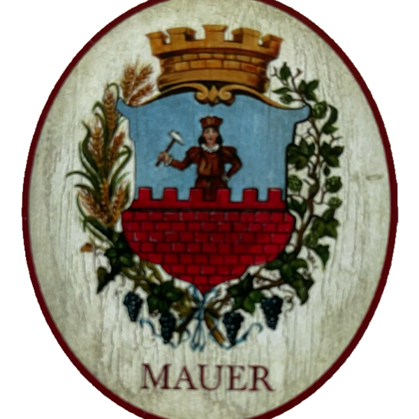 Nostalgie Holzschild Mauer Wappen Wien Liesing Ort Österreich KuK Schild