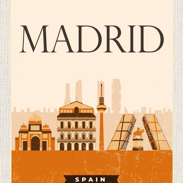 Schild Madrid Spain Spanien Stadt Wahrzeichen 12x18 20x30 30x40 Blech od. Holz
