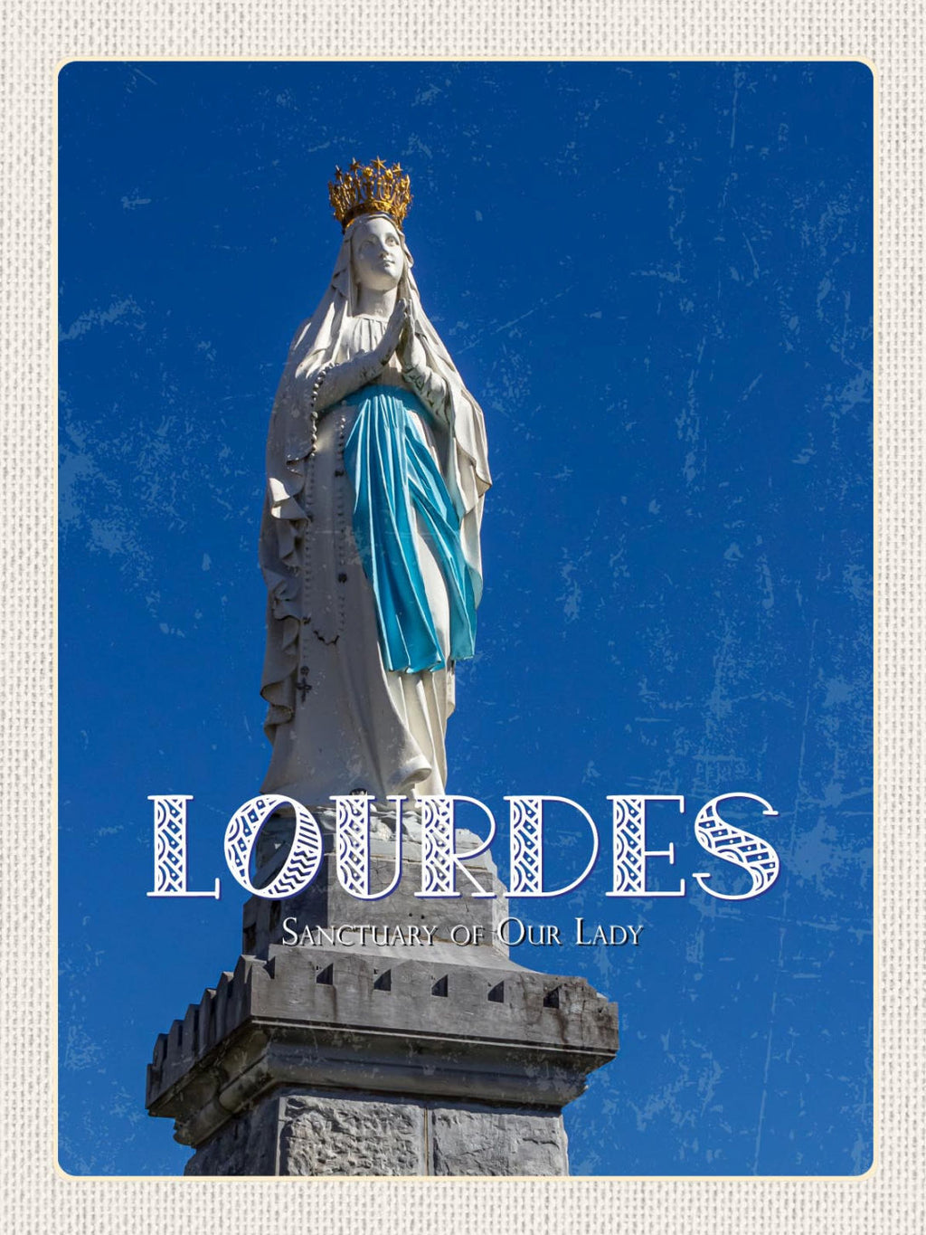 Schild Lourdes Grotte Maria Erscheinung Frankreich 12x18 20x30 30x40 Blech/Holz