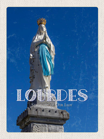 Schild Lourdes Grotte Maria Erscheinung Frankreich 12x18 20x30 30x40 Blech/Holz