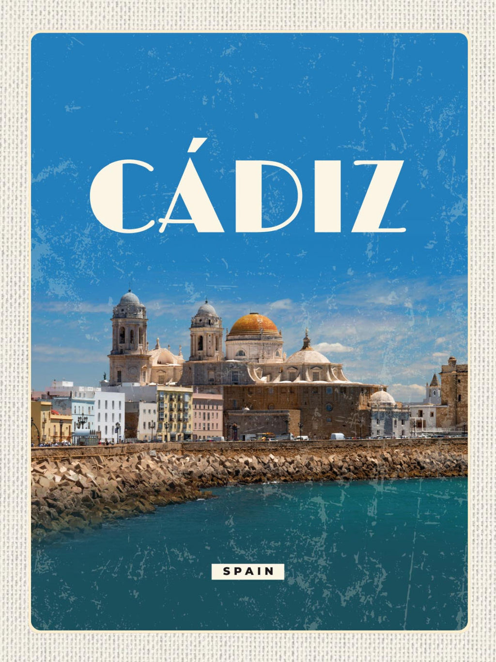 Schild Cádiz Spain Spanien Stadt Hafen Küste 12x18 20x30 30x40 Blech/Holz