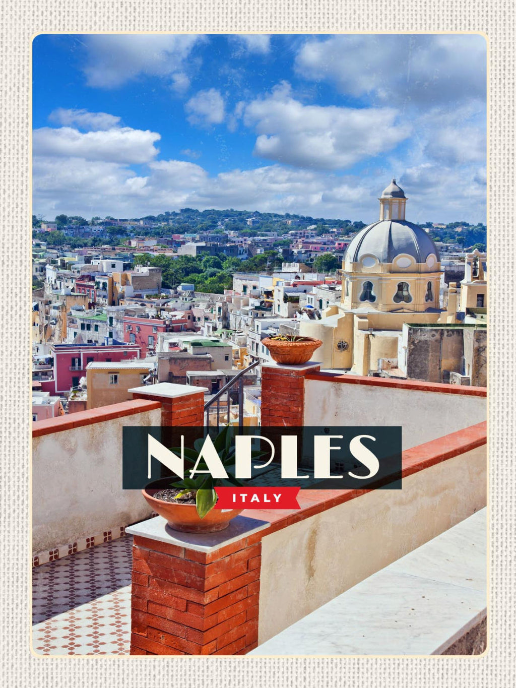 Schild Naples Italy Neapel Italien Stadt Blick 12x18 20x30 30x40 Blech od. Holz