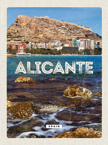 Schild Alicante Spain Spanien Hafen Stadt 12x18 20x30 30x40 Blech od. Holz