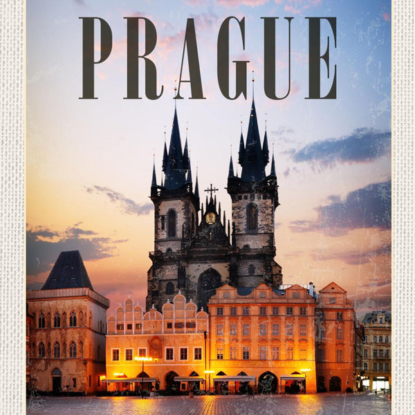 Schild Prague Czech Republic Prag Tschechien Kirche 12x18 20x30 30x40 Blech/Holz