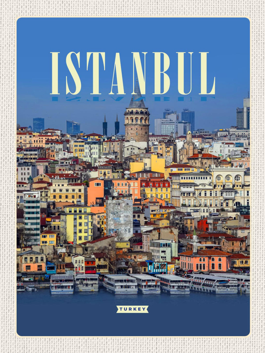 Schild Istanbul Turkey Türkei Stadt Hafen 12x18 20x30 30x40 Blech od. Holz