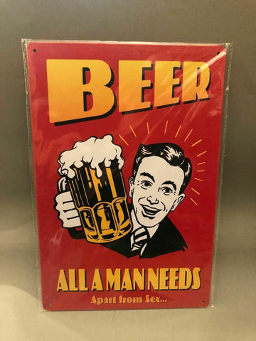 Nostalgie Blech Schild Beer Bier all a man needs apart from sex 20 x 30 42001