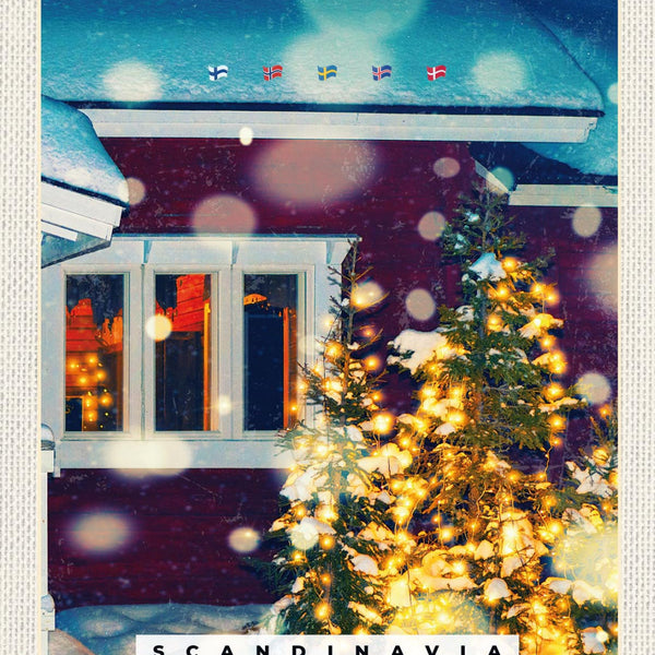 Schild Scandinavia Skandinavien Weihnachten Baum 12x18 20x30 30x40 Blech/Holz