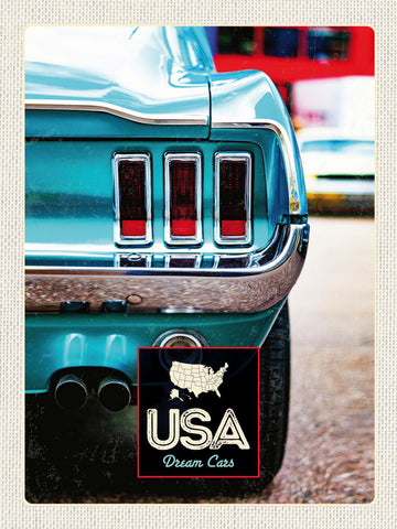 Schild USA Dream Cars Auto Ford Mustang Amerika 12x18 20x30 30x40 Blech/Holz