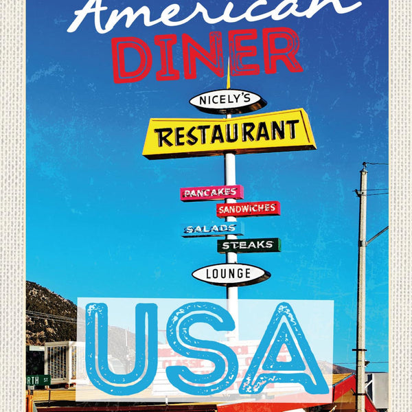 Schild USA American Diner Nicely's Restaurant 12x18 20x30 30x40 Blech/Holz
