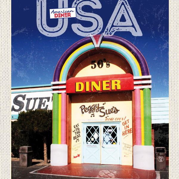Schild USA American 50s Diner Peggy Sue's Amerika 12x18 20x30 30x40 Blech/Holz