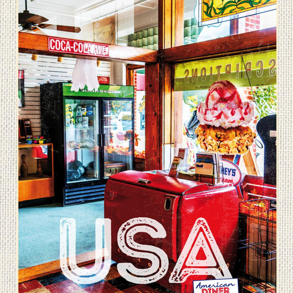 Schild USA American Diner Restaurant Innen Amerika 12x18 20x30 30x40 Blech/Holz