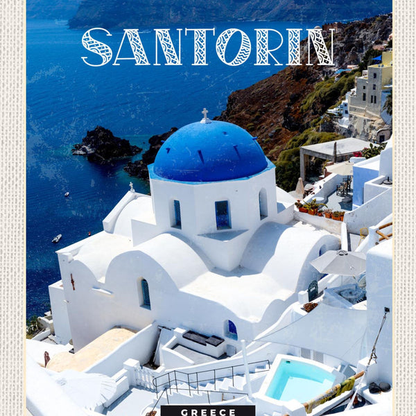 Schild Santorin Greece Griechenland Oia Kirche 12x18 20x30 30x40 Blech/Holz