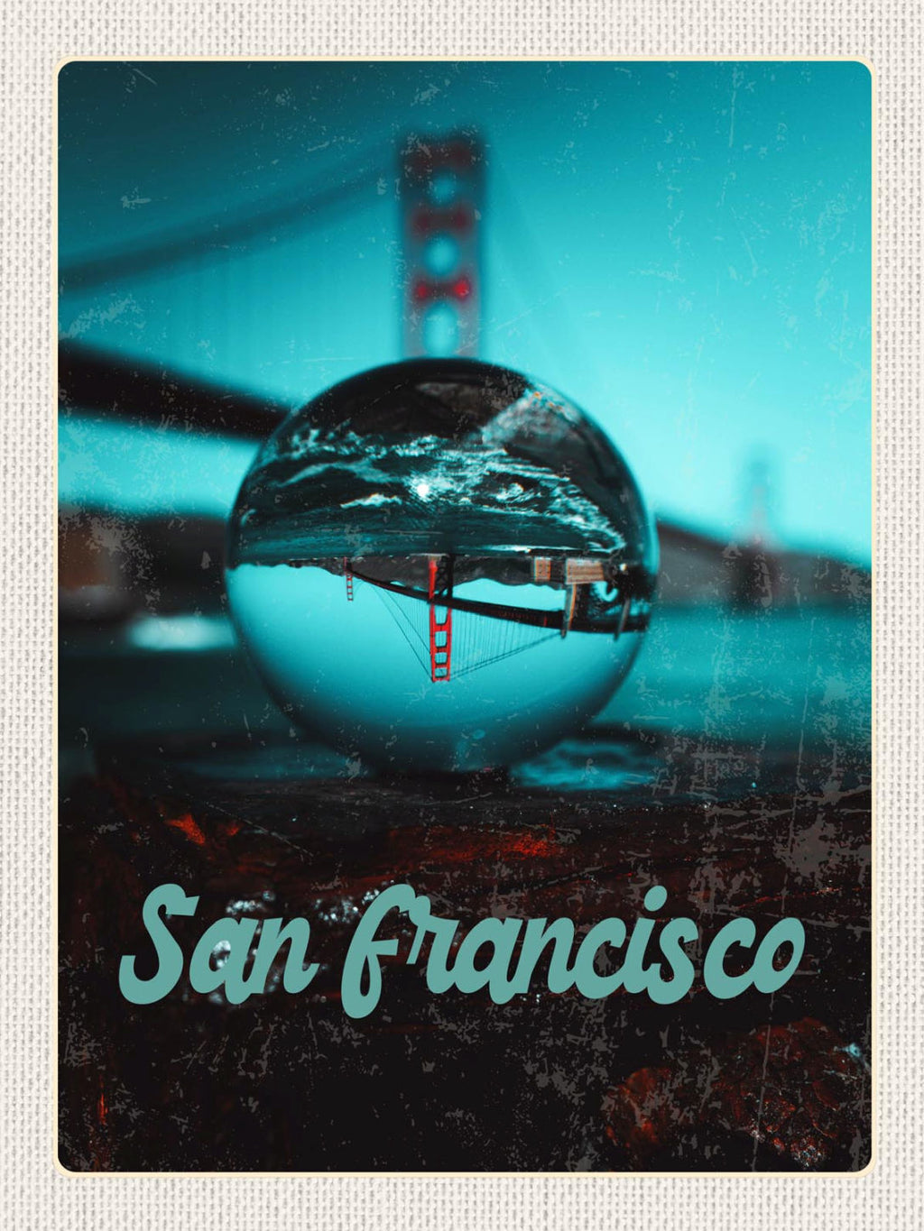 Schild San Francisco Golden Gate Bridge Kugel USA 12x18 20x30 30x40 Blech/Holz