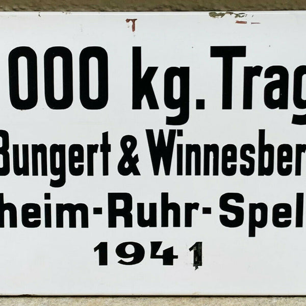 Nostalgie Original Emaileschild 1941  Lauf-Bunert & Winnesberg KG  65x39   99556