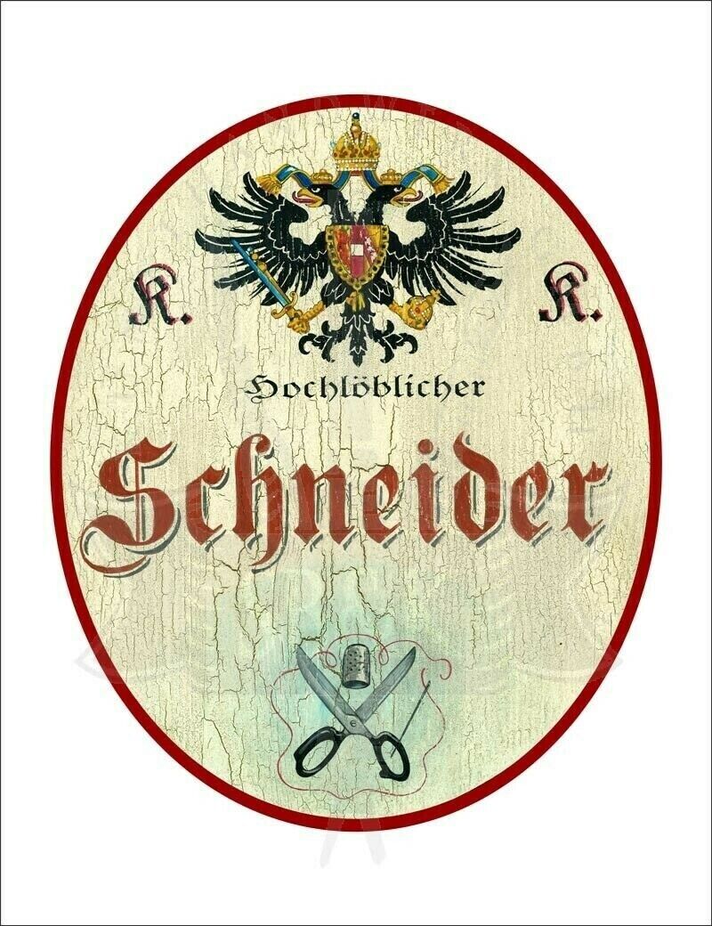 Kuk nostalgie holzschild - hochlöblicher schneider - schere fingerhut th