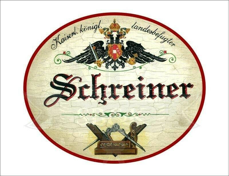 Kuk nostalgie holzschild - landesbefugter schreiner - wappen hobel th