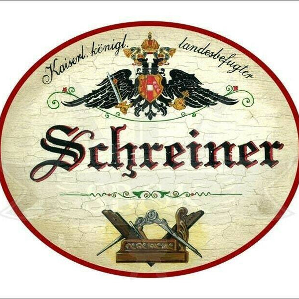 Kuk nostalgie holzschild - landesbefugter schreiner - wappen hobel th