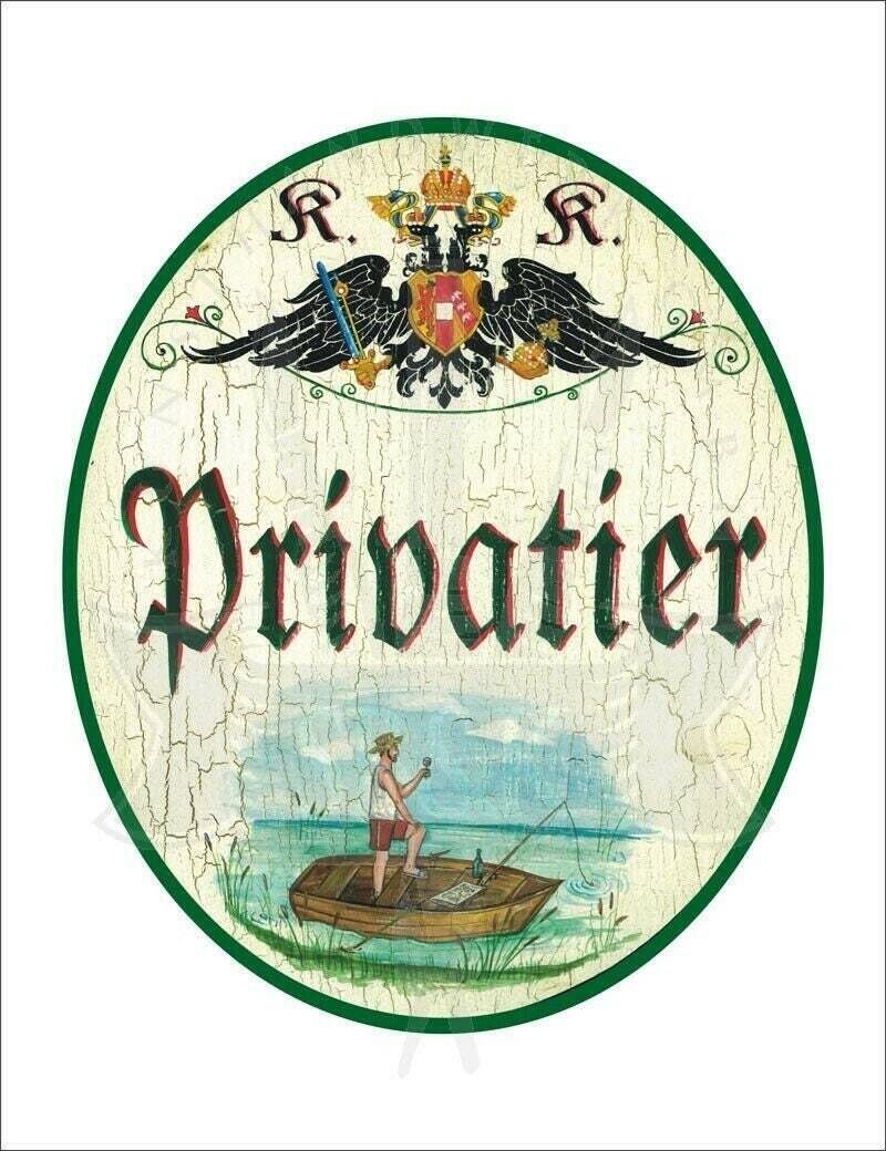 Kuk nostalgie holzschild - privatier - boot angler th