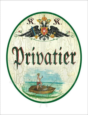 Kuk nostalgie holzschild - privatier - boot angler th