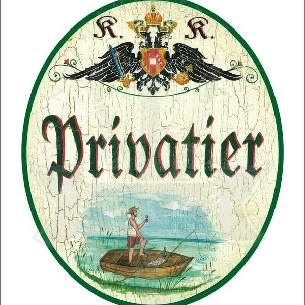 Kuk nostalgie holzschild - privatier - boot angler th