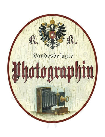 Kuk nostalgie holzschild - landesbefugte photographin -fotoapparat fotokamera th