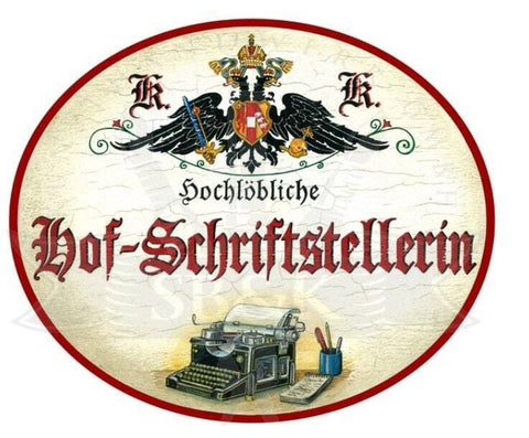 Kuk nostalgie holzschild hochlöbliche hof-schriftstellerin