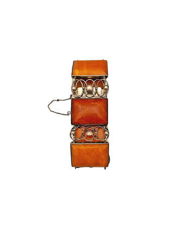Butterscotch Bernstein Armband  Fischland 835 Silber L21 cm um 1930 R0011