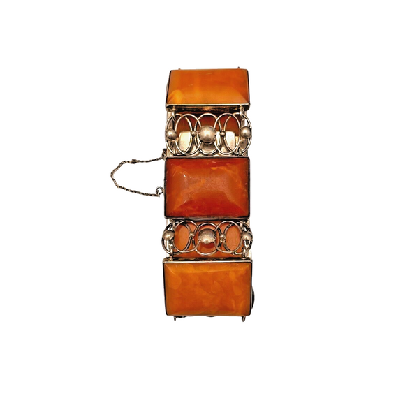 Butterscotch Bernstein Armband  Fischland 835 Silber L21 cm um 1930 R0011