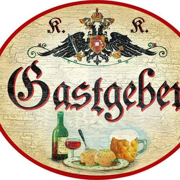 Kuk nostalgie holzschild gastgeber