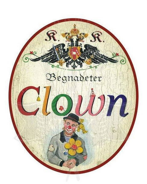 Kuk nostalgie holzschild begnadeter clown