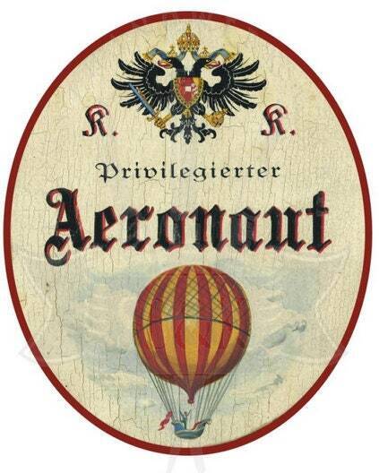 Kuk nostalgie holzschild privilegierter areonaut- ballon