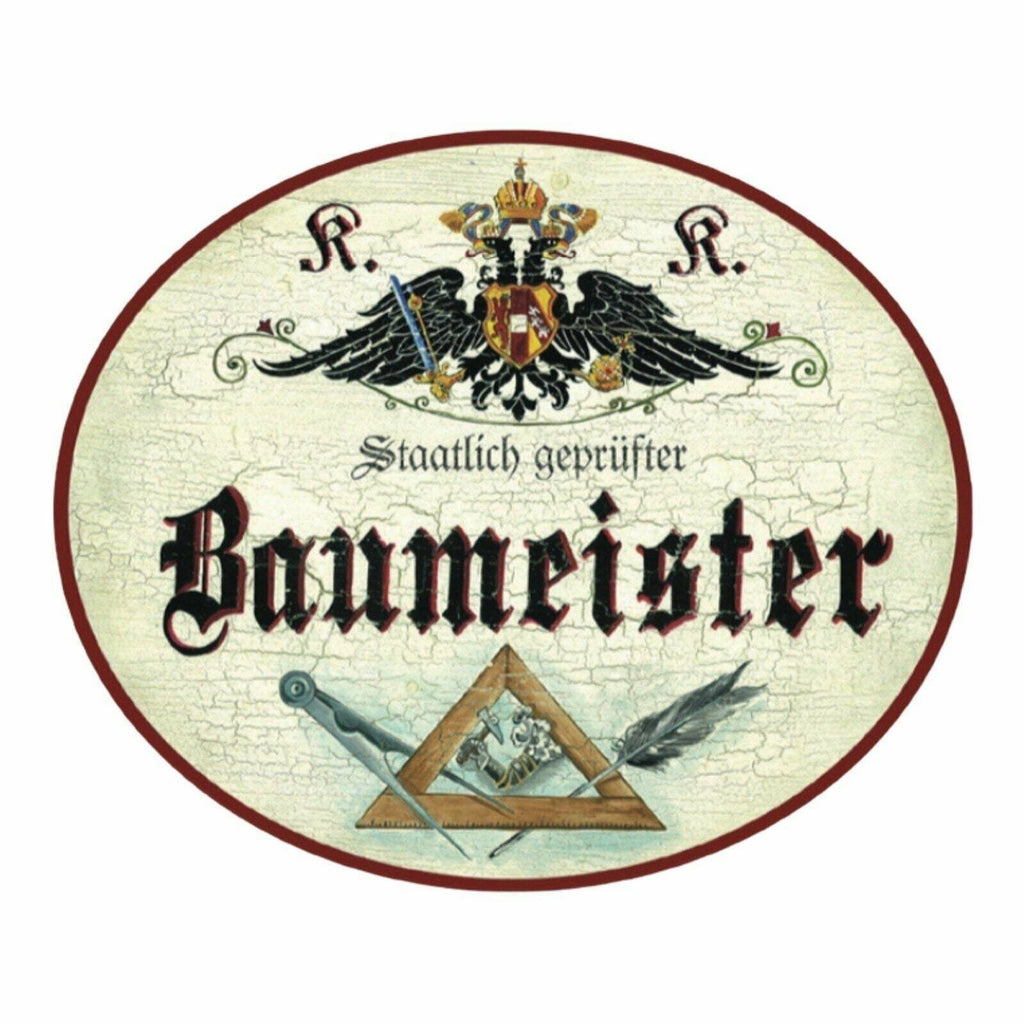 Kuk nostalgie holzschild baumeister baumeisterin
