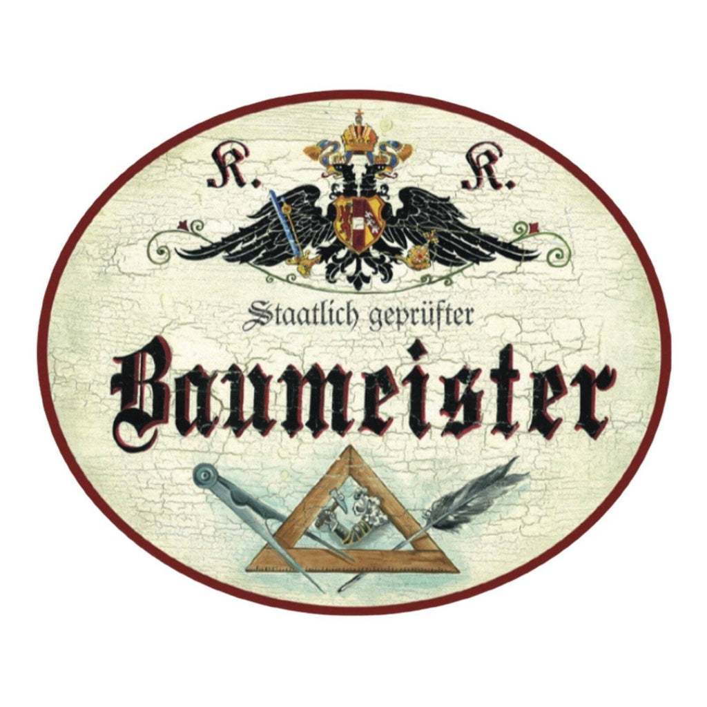 Kuk nostalgie holzschild baumeister baumeisterin
