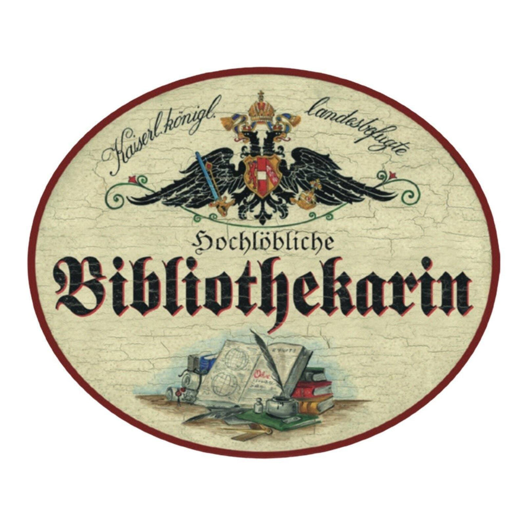 Kuk nostalgie holzschild bibliothekar bibliothekarin