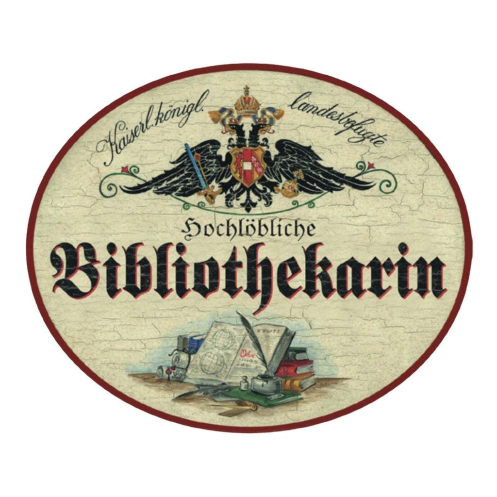 KuK Nostalgie Holzschild Bibliothekar Bibliothekarin