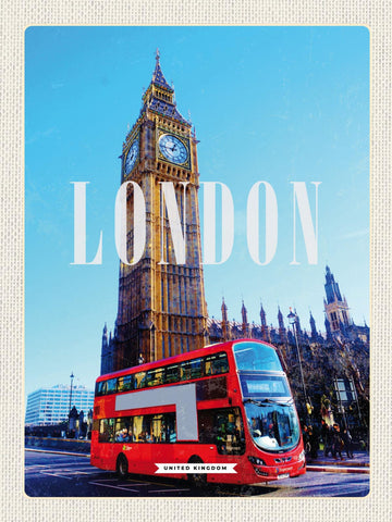 Schild London England UK GB Doppeldecker Big Ben 12x18 20x30 30x40 Blech/Holz