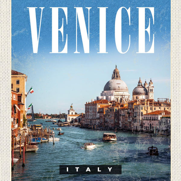 Schild Venice Italy Venedig Italien Gondel Hafen 12x18 20x30 30x40 Blech/Holz