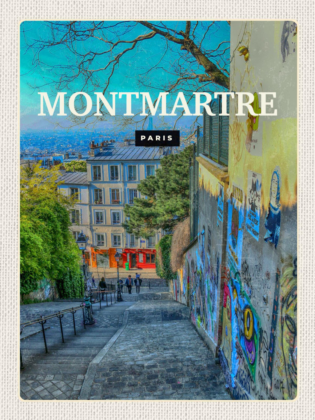 Schild Montmartre Paris Frankreich Stadt Gasse 12x18 20x30 30x40 Blech/Holz