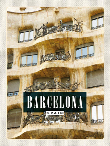 Schild Barcelona Spain Spanien La Pedrera Casa Milà 12x18 20x30 30x40 Blech/Holz