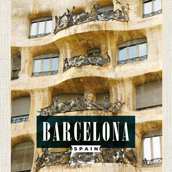 Schild Barcelona Spain Spanien La Pedrera Casa Milà 12x18 20x30 30x40 Blech/Holz