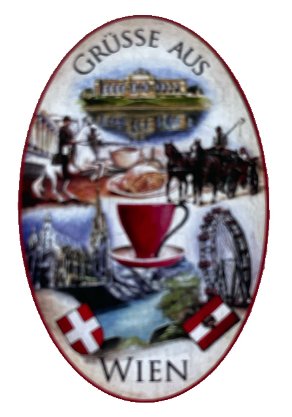 Nostalgie Holzschild Grüße Aus Wien Österreich Collage Kaffee Schild