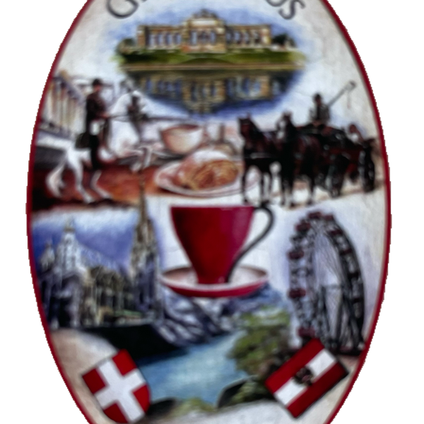 Nostalgie Holzschild Grüße Aus Wien Österreich Collage Kaffee Schild