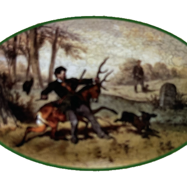 Nostalgie Holzschild Jäger Hirsch Jagd Jagen Wild Gewehr Natur Tier Schild