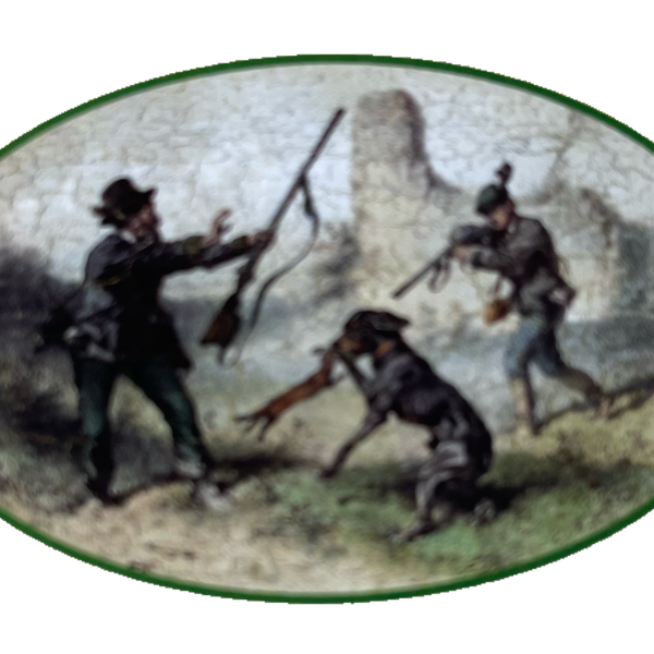 Nostalgie Holzschild Jäger Frettchen Jagd Jagen Hund Schild