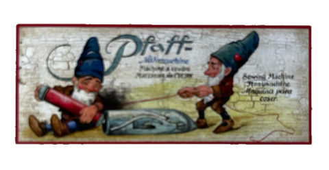 Nostalgie Holzschild Pfaff Nähmaschinen Nähen Werbung Firma Zwerge Schild