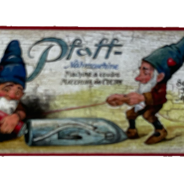 Nostalgie Holzschild Pfaff Nähmaschinen Nähen Werbung Firma Zwerge Schild