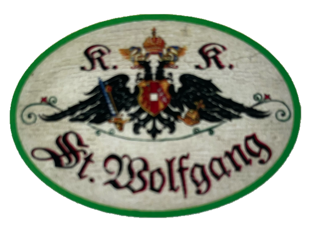 KuK Nostalgie Holzschild St. Wolfgang Ort Salzburg Österreich Schild
